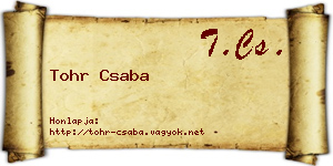 Tohr Csaba névjegykártya